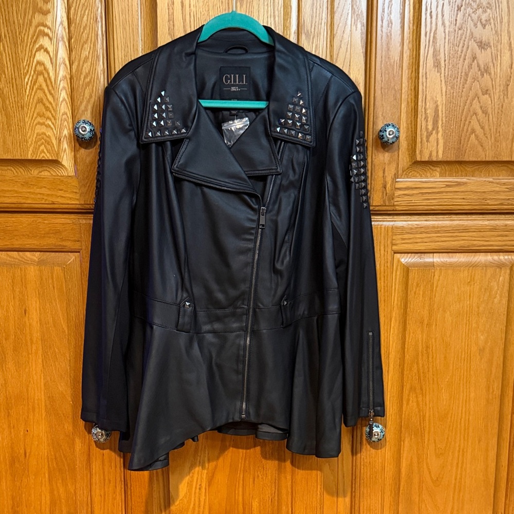 G.I.L.I. (Got It Love It) Faux Leather Peplum Motorcycle Jacket